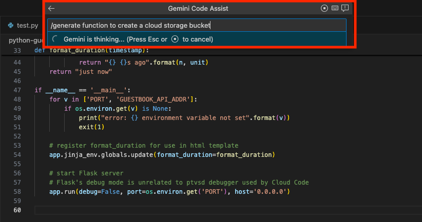 gemini code assist generate command